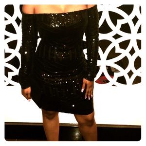 Off the shoulder sequin dress